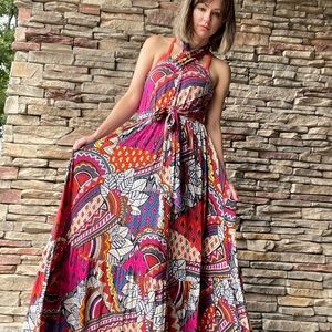 Anthropologie Cynthia halter maxi dress large